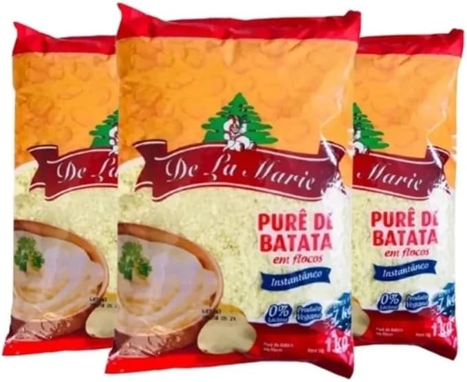 Purê De Batata Em Flocos 1kg - Caixa C/3 Pacotes