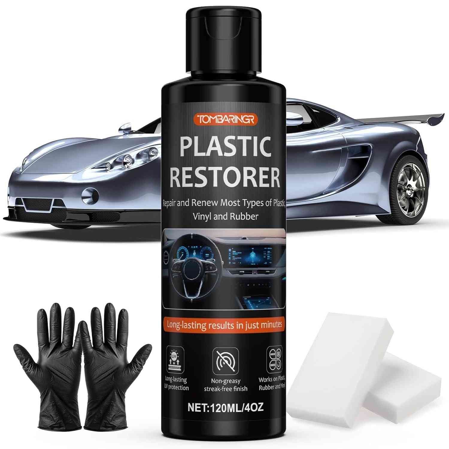 Restaurador de Acabamento Preto para Externo - Profundo Brilho em Minutos com Proteção UV e Impermeável