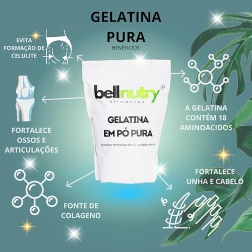 Gelatina Pura Natural Sem Sabor E Incolor 2kg Rica Em Proteina - Bellnutry Alimentos