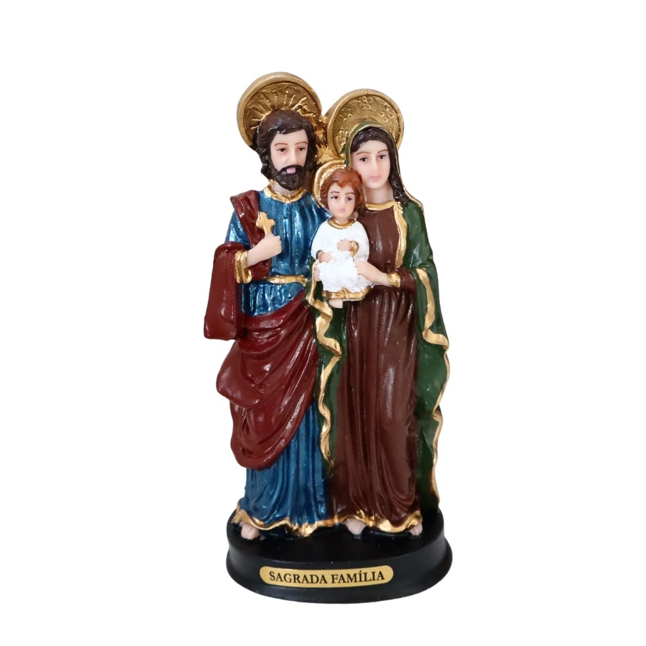 Imagem da Sagrada Família de Nazaré em Resina Nacional 13cm - Decoração e Fé