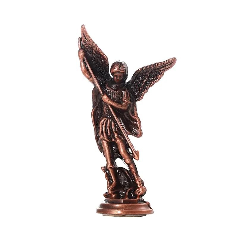 Estátua de Santo Arcanjo em Liga de Zinco - Decoração Religiosa Elegante para Mesa e Ambientes Sagrados
