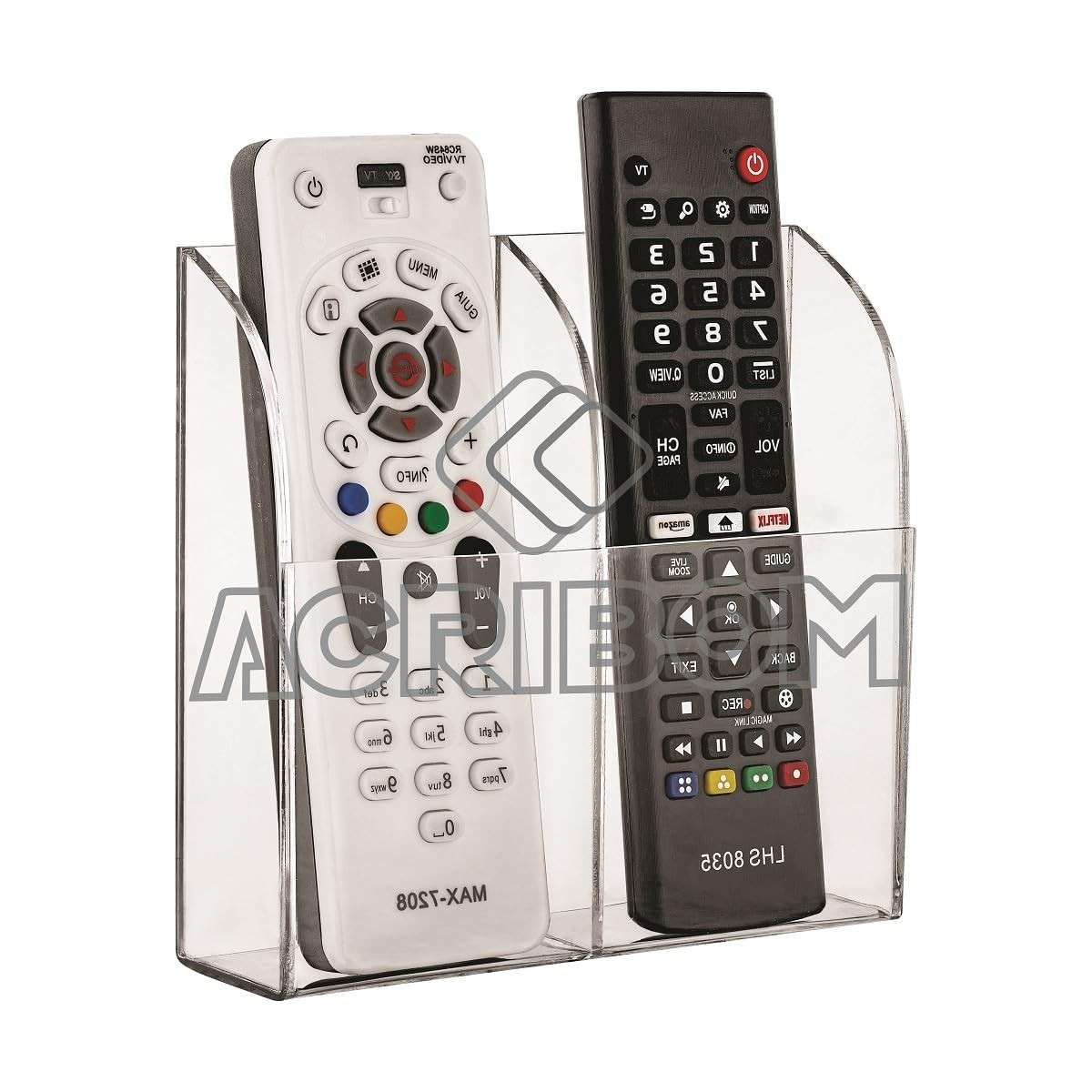 Suporte de Parede em Acrílico Cristal Transparente Duplo para Controle Remoto – Organize sua Sala com Estilo