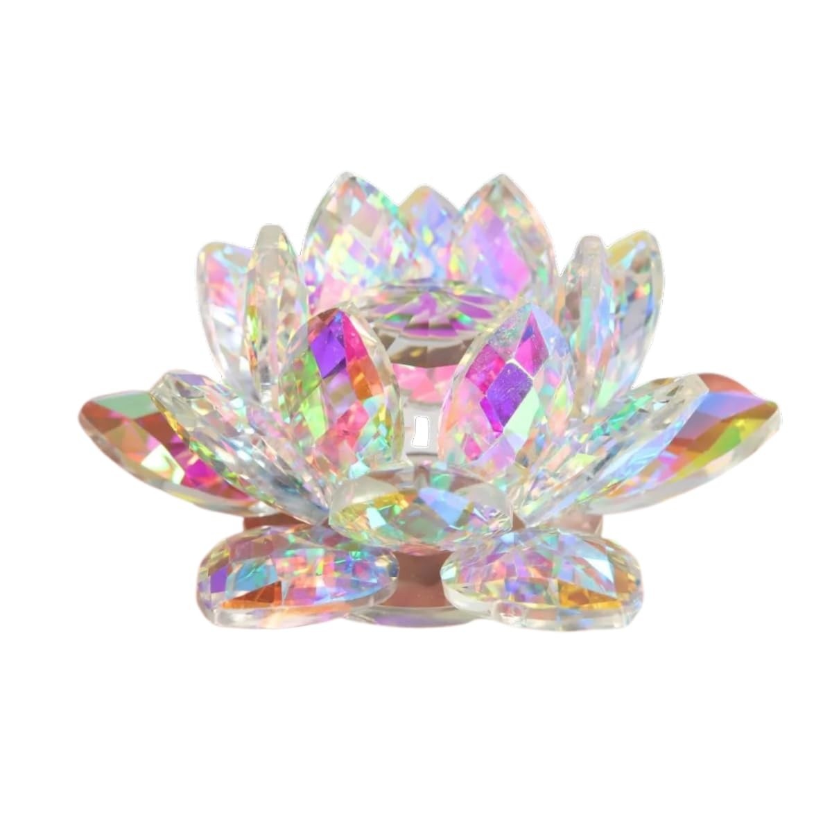 Flor de Lótus Holográfica em Vidro - Decoração Elegante e Transformadora (Tamanho G)