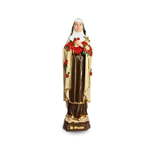 Imagem de Santa Terezinha em Resina Maciça 15cm - Artesanato Colorido Pintado à Mão