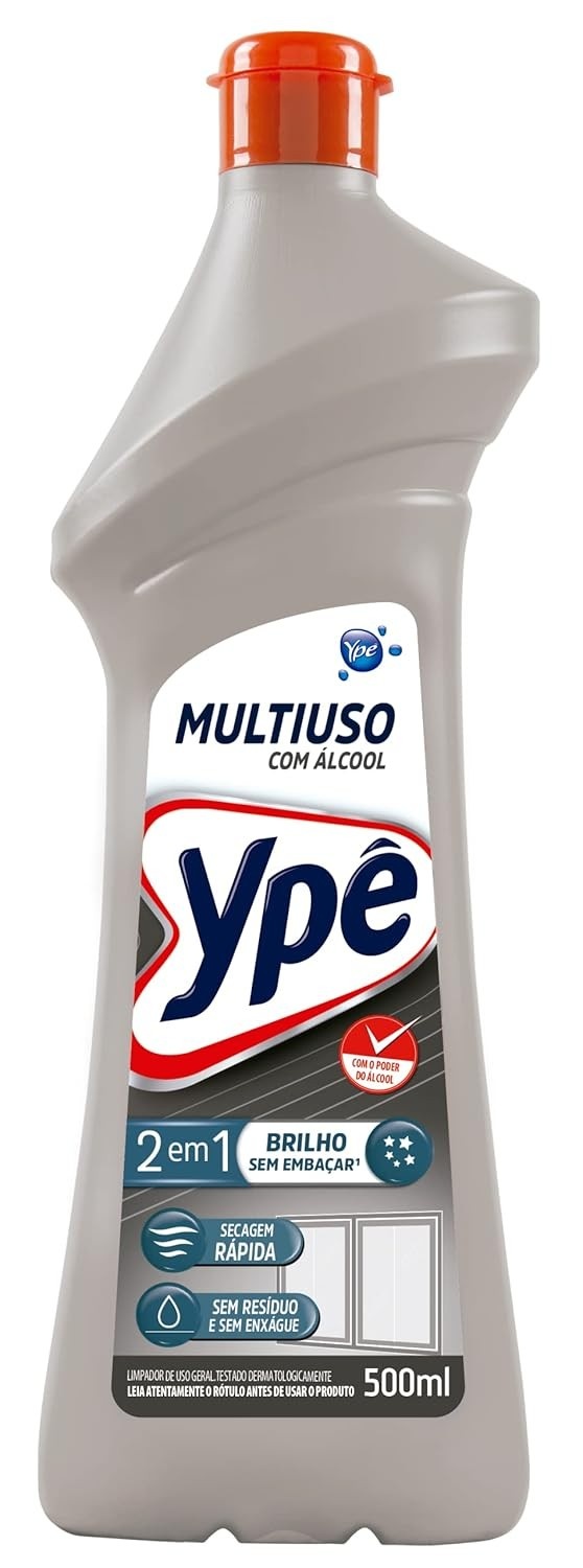 Ypê Limpador Multiuso com Álcool 500ml - Brilho sem Embaçar e Secagem Rápida