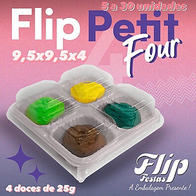 Embalagens para Doces: Kit 4 Unidades Petit Four