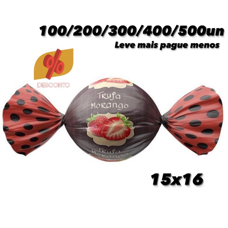 Embalagens Trufas Morango 15x16: 30% OFF!