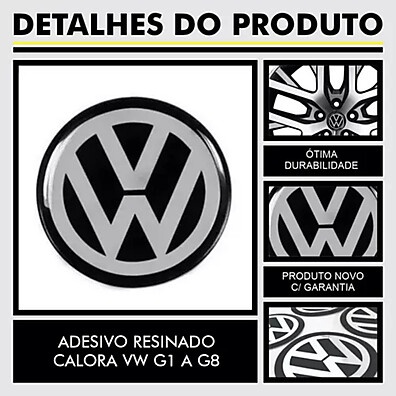 Emblema Calota Gol G1-G8: 4 Adesivos 48mm Resinado