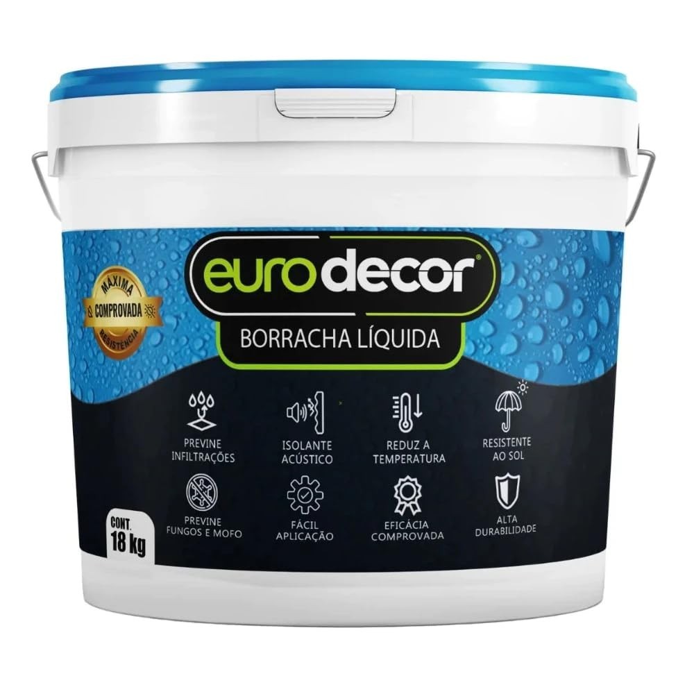Borracha Líquida Manta Impermeável Premium Euro Decor 12KG Tinta Emborrachada Flexível (Aluminium)