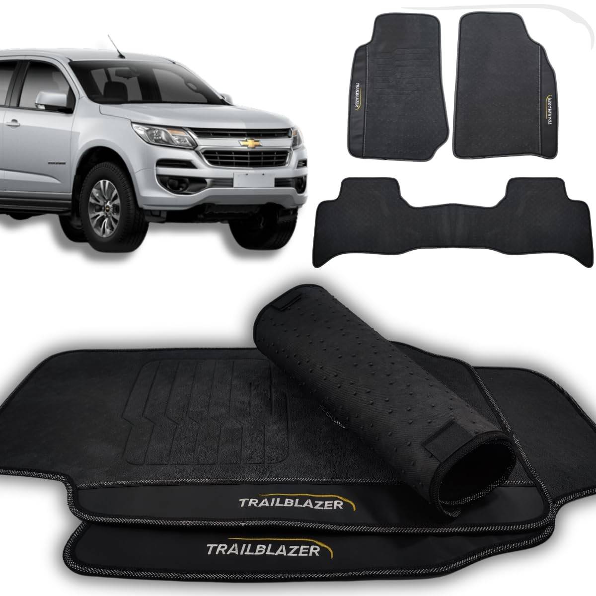 Jogo de Tapetes Automotivos Emborrachados Premium para Chevrolet TrailBlazer (2016-2024) - 3 Peças