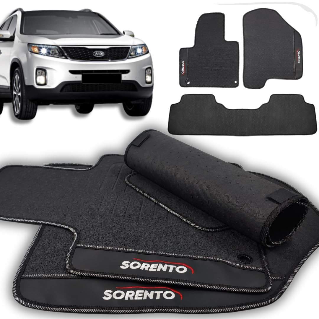 Jogo de Tapetes Automotivos Emborrachados Premium para Kia Sorento (2010-2024) - Proteção e Estilo
