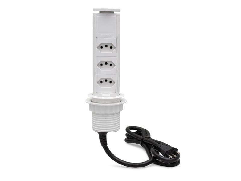 Mini Totem Manual de Embutir com 3 Tomadas 20A - Branco | Segurança e Praticidade