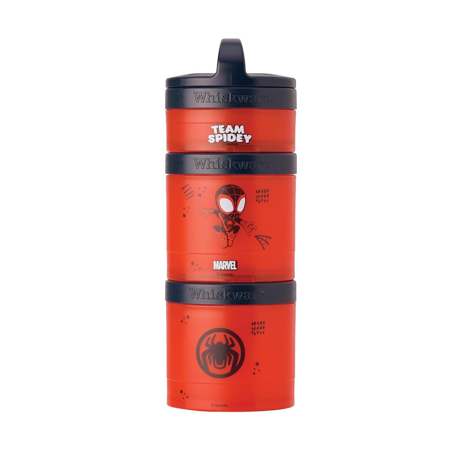 Whiskware Recipientes Empilháveis Homem-Aranha - 3 Copos com Design Oficial Miles Morales