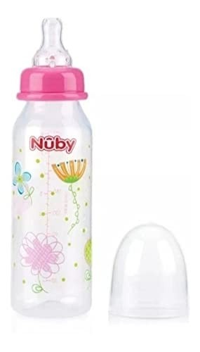 Mamadeira Estampada com Bico Normal 240ml Rosa - Design Encantador para Bebês