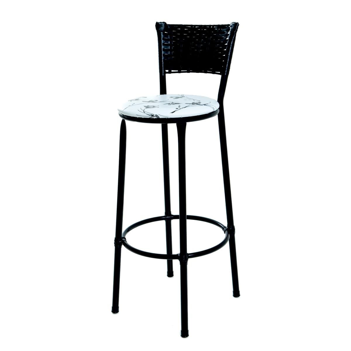 BANQUETA ALTA ENCAPADA BRANCO FLORIDO - Estilo e Conforto para Cozinha, Bar e Área Gourmet