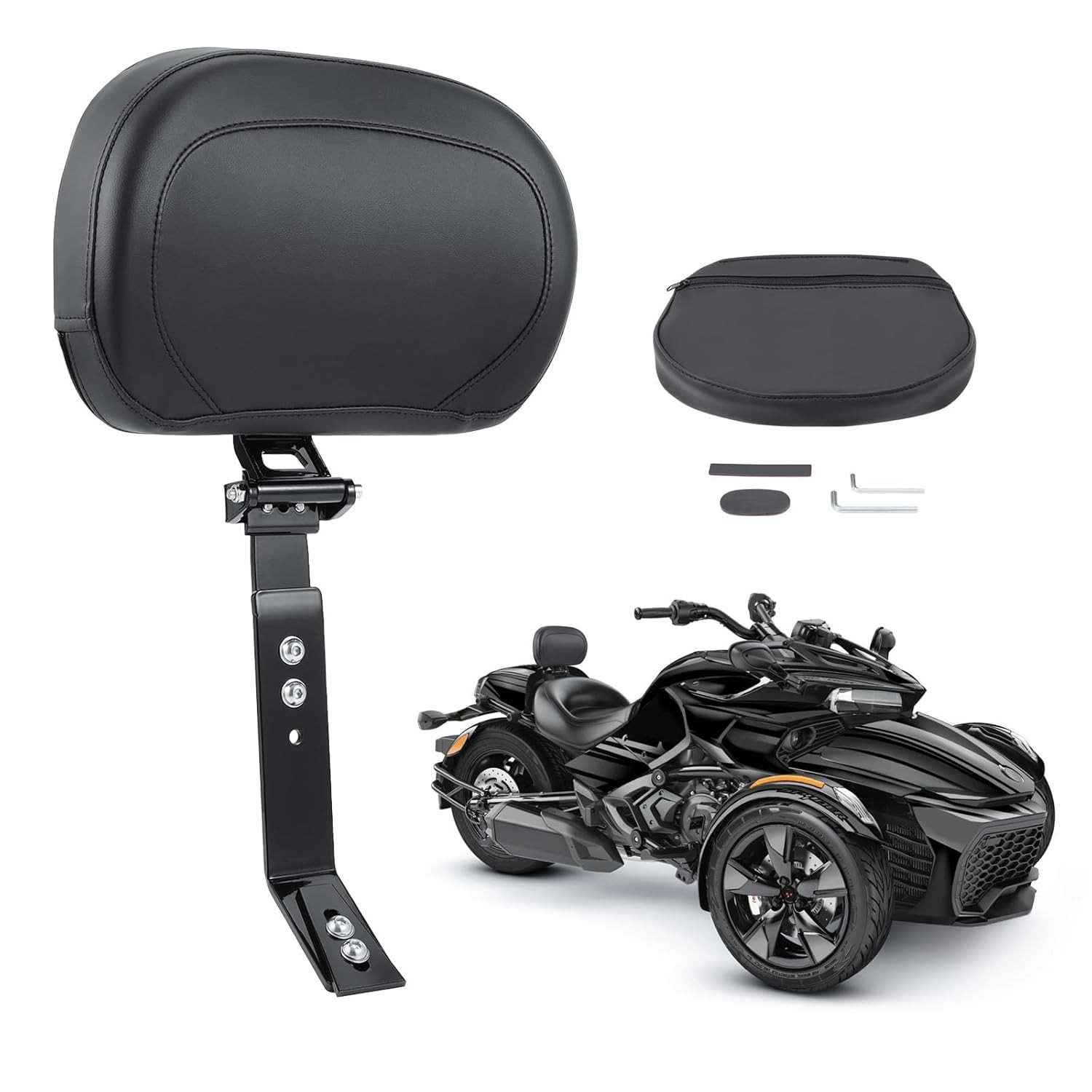 Encosto de Motorista Ajustável para Can Am Spyder F3: Conforto e Suporte com Bolsa Integrada
