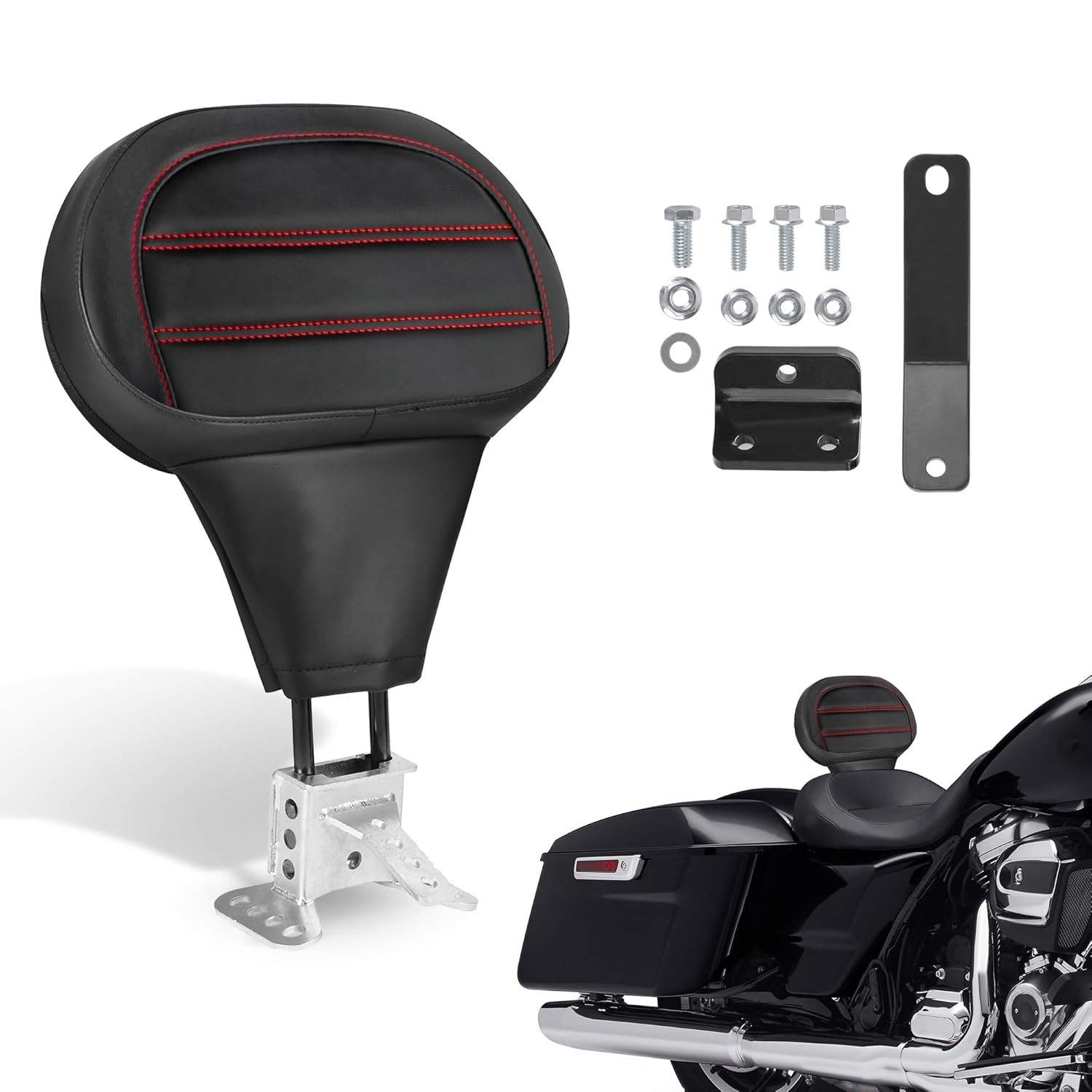 Encosto Confortável para Motociclista - Road King & Street Glide (1997-2024) - Corda Vermelha