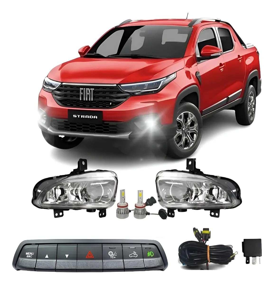 Kit Farol de Milha Super LED Branco para Fiat Strada Endurance (2020-2025)