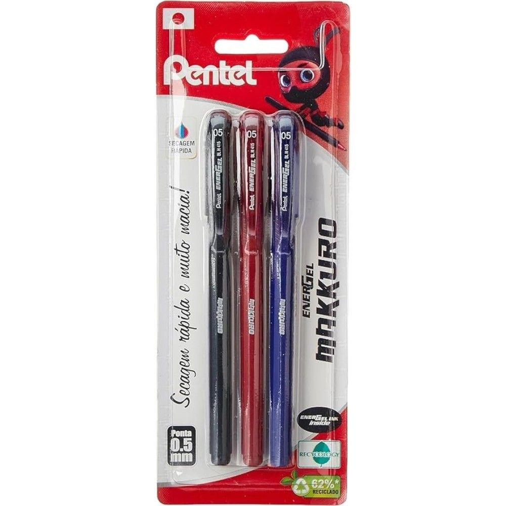 EnerGel Makuro: Kit 3 Cores para Anotações Impecáveis