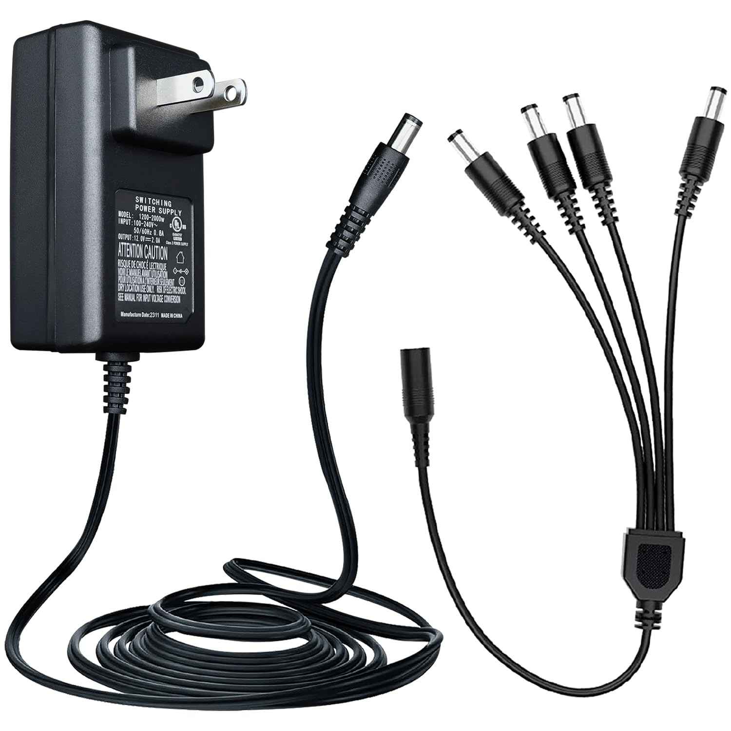 Fonte 12V 2A Universal + Divisor 4 Vias: Energia Confiável para Câmeras e LEDs