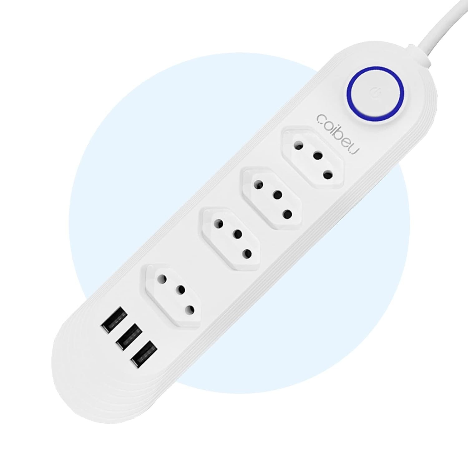 Régua Tomada 4 Tomadas + 3 USB: Organize sua Energia com Estilo e Segurança (2m)