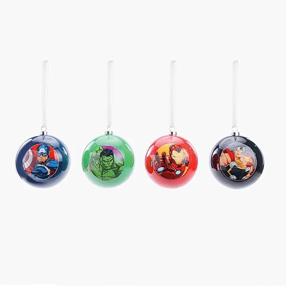 Enfeites de Natal Avengers: Kit 4 Bolas Marvel 8cm