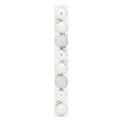 Enfeites de Natal Prata 8cm: 8 Bolas Cromus Rizzo