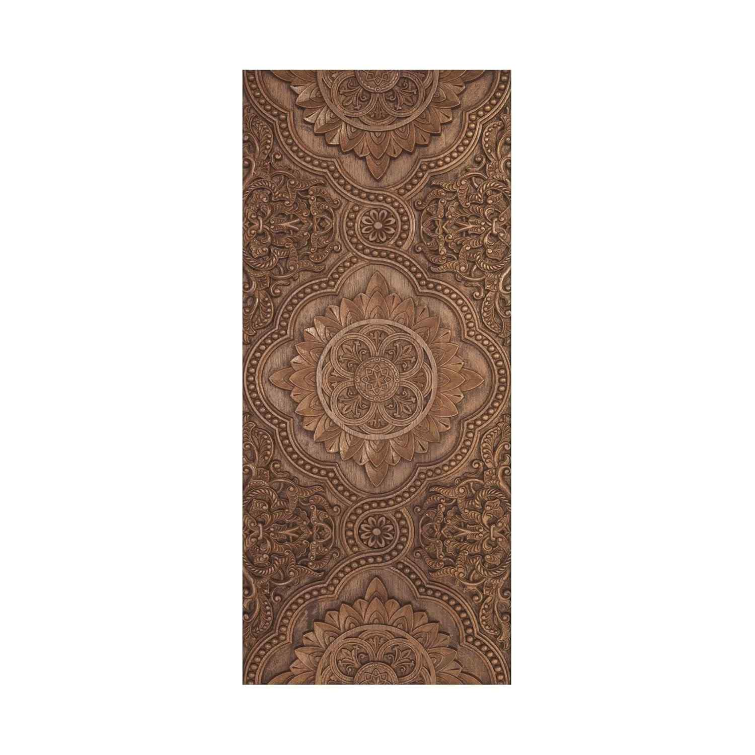 Adesivo Decorativo de Porta Madeira Estilo Mandala Entalhada - Design Artesanal Elegante