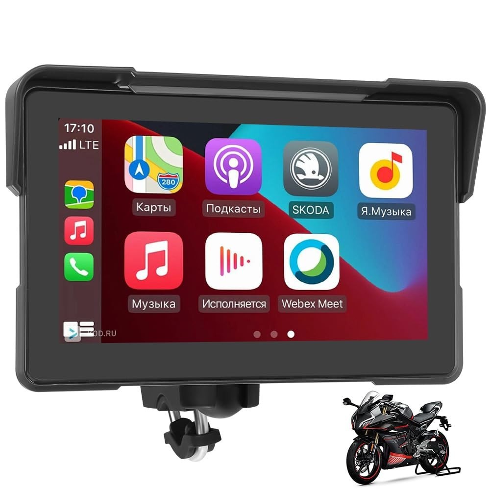 Multimídia para Moto 7" IPS com Apple CarPlay & Android Auto - Navegação e Entretenimento na Estrada