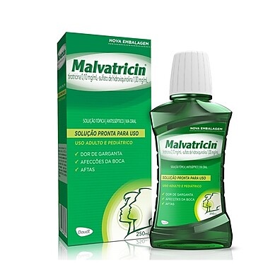 Enxaguante Bucal Malvatricin PPU 250ml: Alívio Rápido para Dor de Garganta e Aftas