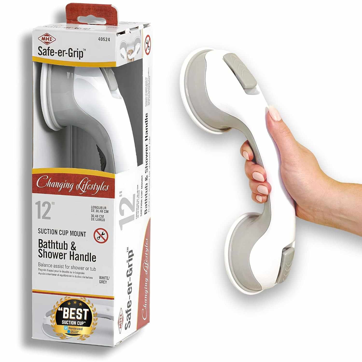 Barra de Apoio com Ventosa Safe-er-Grip - Segurança e Estabilidade no Banheiro