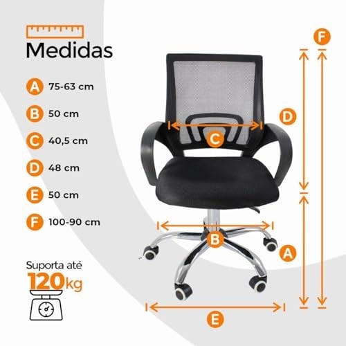 Cadeira de Escritório Ergonômica Begônia - Tela Mesh, Ajustável e Confortável