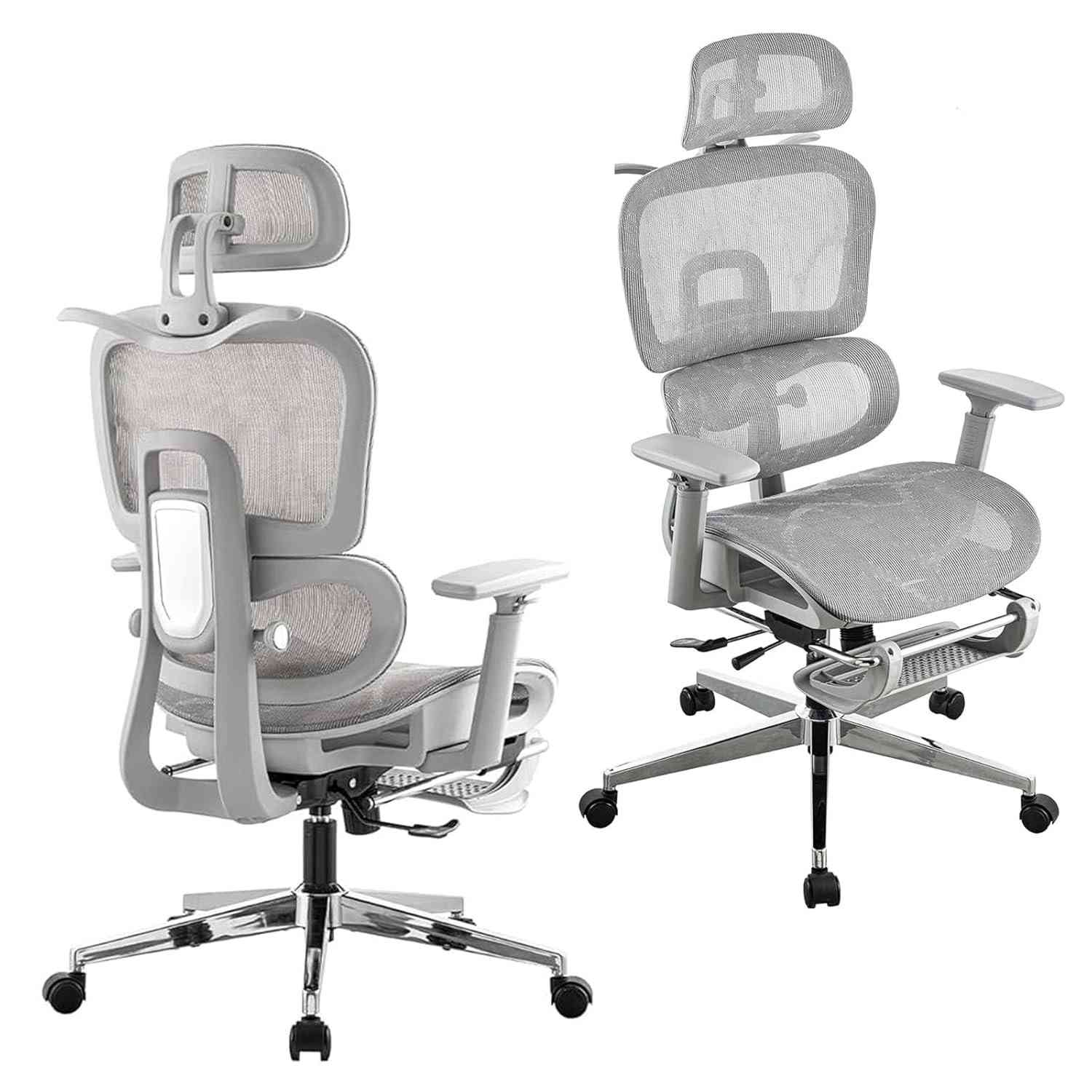 Cadeira de Escritório Ergonômica com Suporte Lombar e Encosto Ajustável - Conforto Premium Cinza