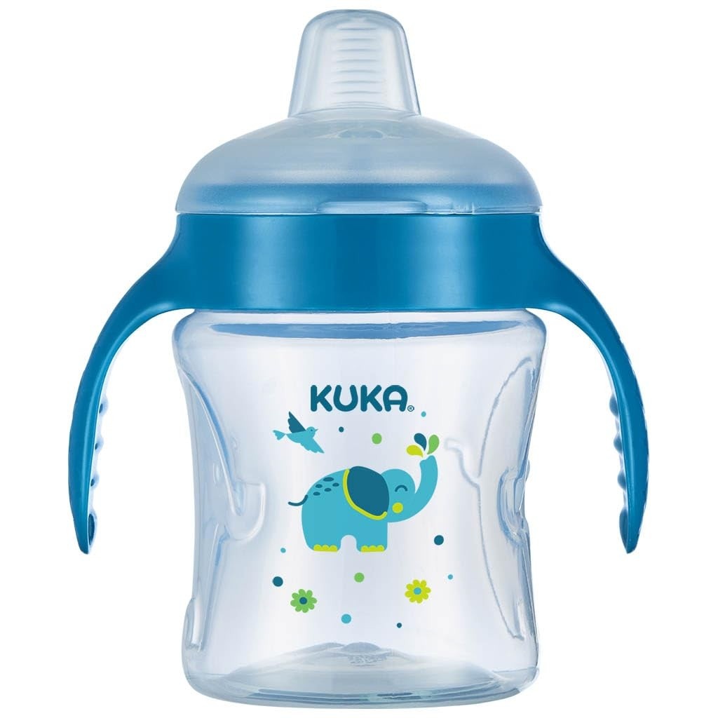 Caneca de Treinamento Decorada Fun 200 ml - Azul | Alça Ergonômica e Tampa Vedada