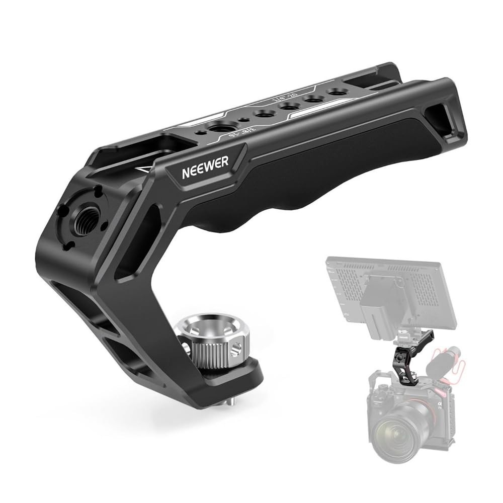 Alça Superior Ergonômica para Câmera | Pinos ARRI 3/8" | Suporta 10kg | HollyWave Preto