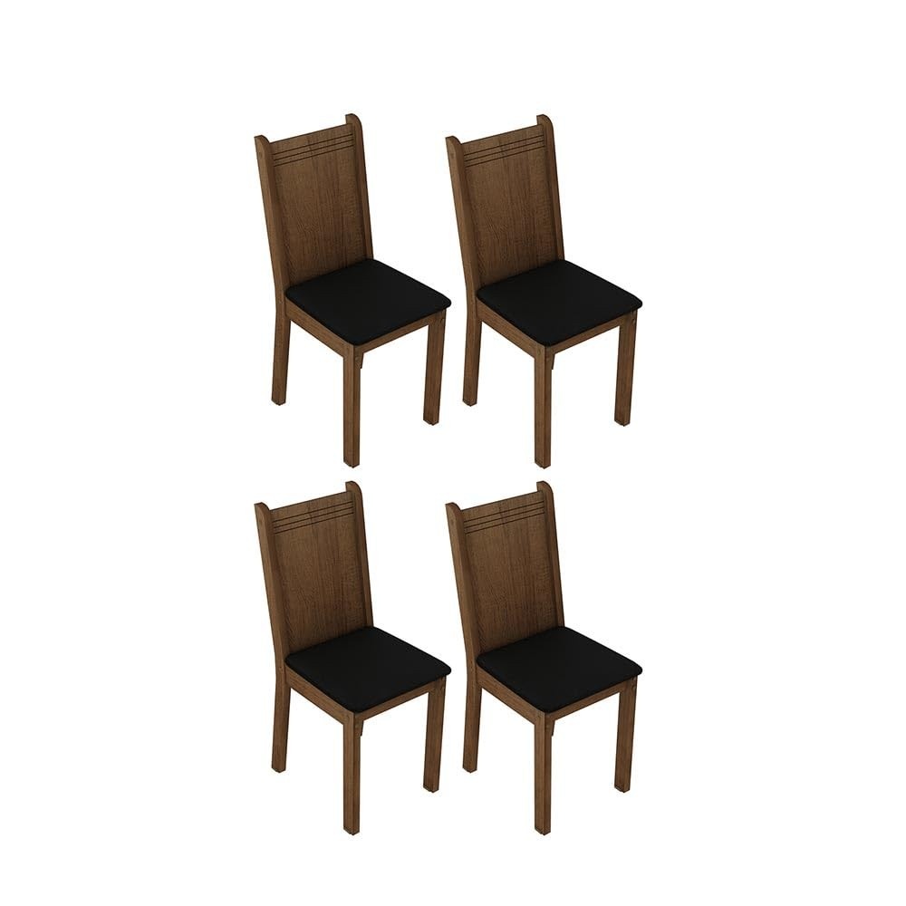 Kit com 4 Cadeiras Ergonômicas Madesa 4290 - Design Rustic/Preto para Ambientes Modernos