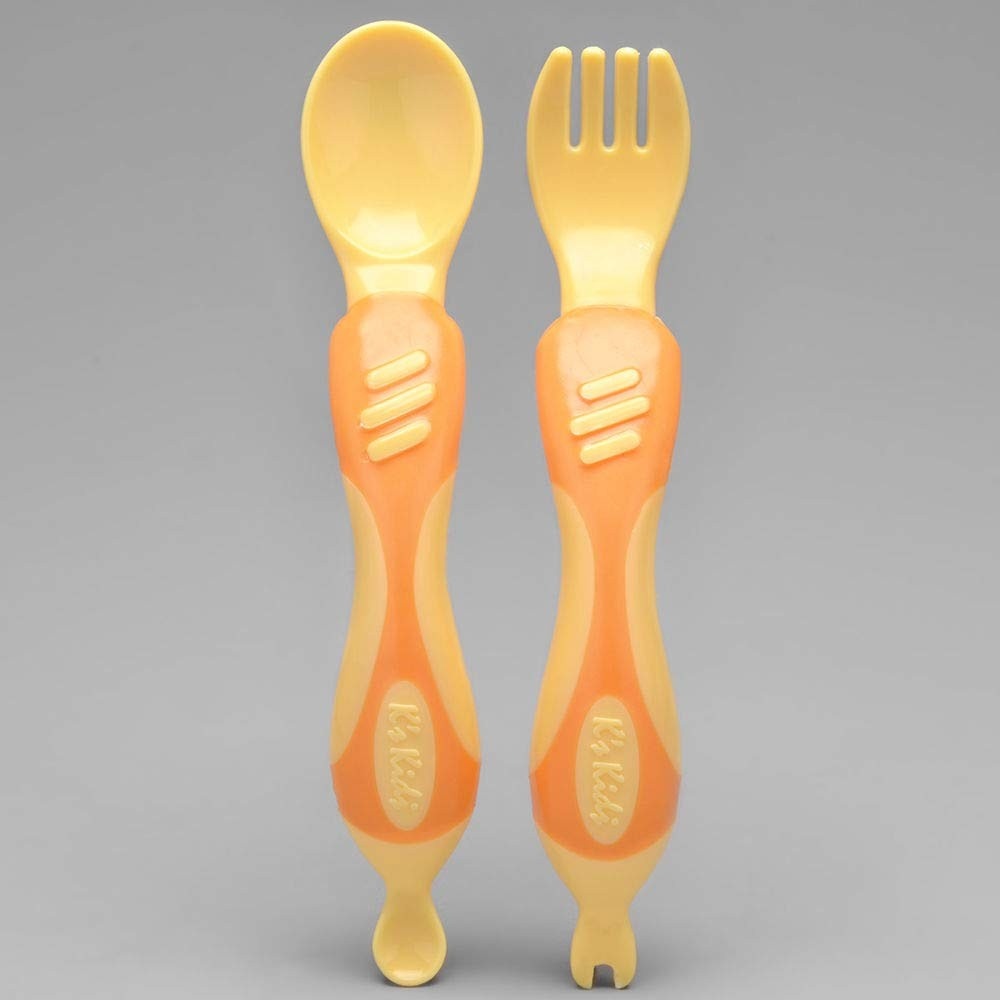 K's Kids Meu Primeiro Talher Laranja - Seguro, Ergonômico e Livre de BPA para Bebês a Partir de 6 Meses