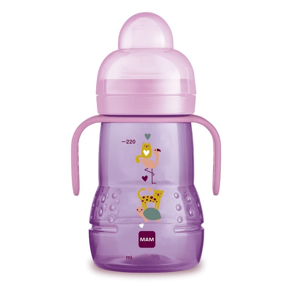 Copo MAM Trainer Rosa 220ml - Transição Suave para Bebês com Design Ergonômico
