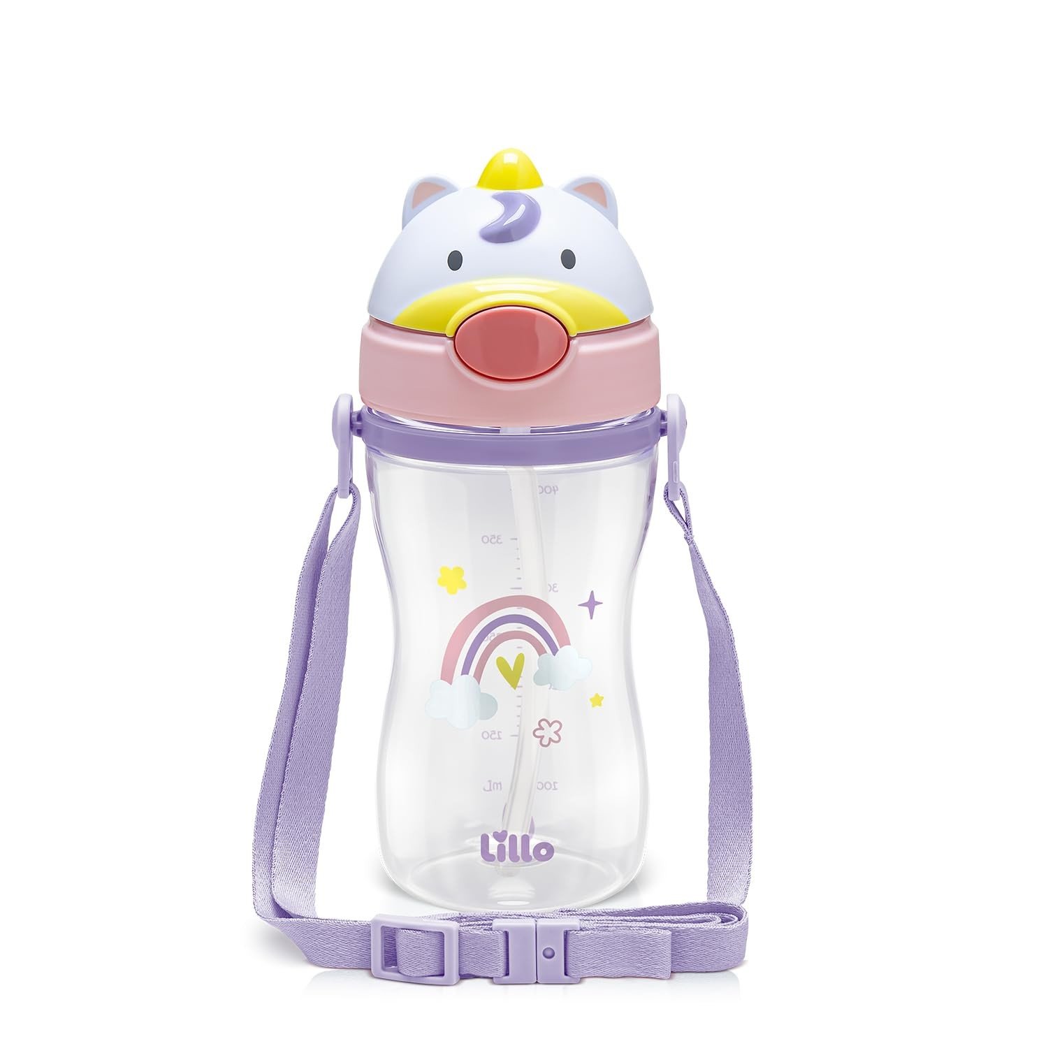 Copo Infantil com Canudo 400ml Unicórnio - Seguro, Ergonômico e Antivazamento