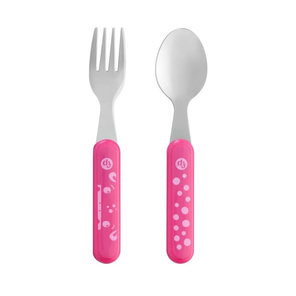 Kit Talheres Aço Inox Rosa Flamingo Fisher Price - Seguro e Ergonômico para Bebês