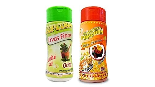 Temperos p/ Pipoca Popcorn Cx 12 Frascos: 6 Ervas Finas - 6 Molho Mexicano