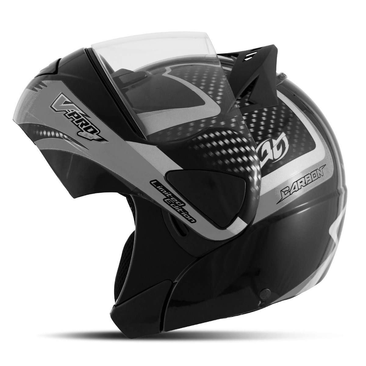 Capacete Escamoteável Pro Tork V-Pro Jet 2 Carbon Preto/Cinza - Segurança e Estilo para Você