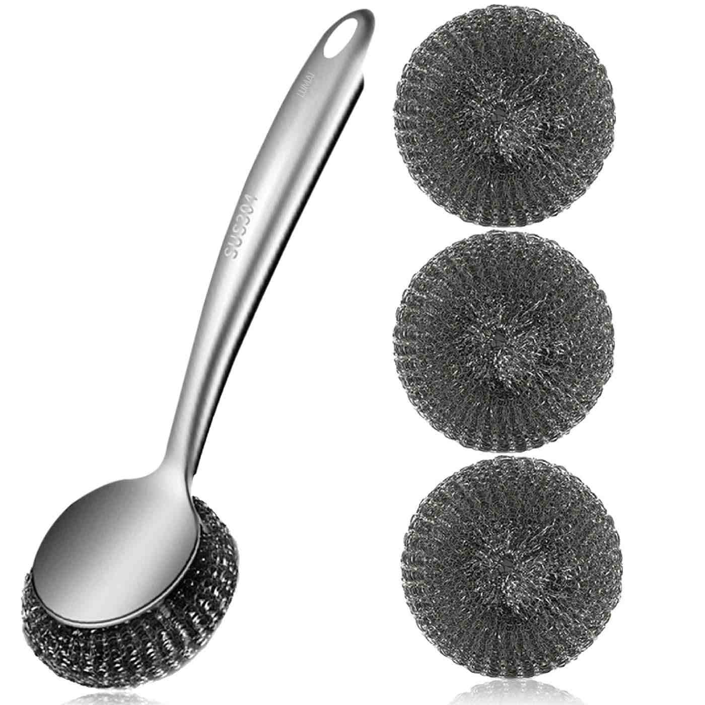 LUMAI Escova de Aço Inoxidável com Esponja de Lã de Aço - Limpeza Eficiente e Durável para Cozinha