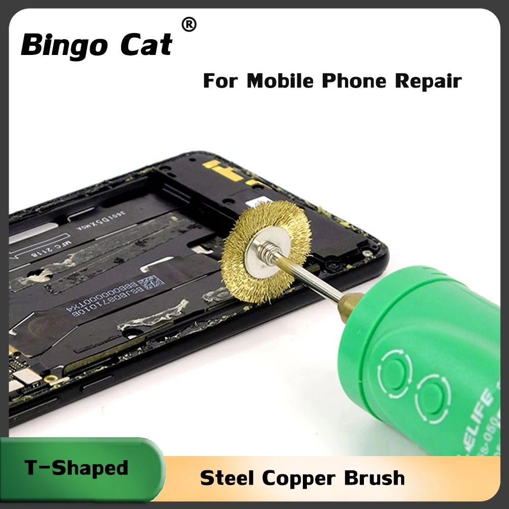 Escova de Aço Cobre em T para Remover Cola de Celular