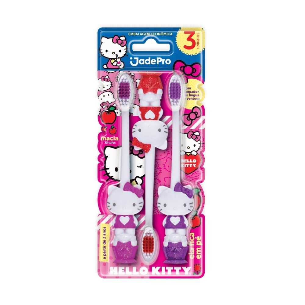Escova de Dente Infantil Hello Kitty 3D Ventosa – 3 Unidades