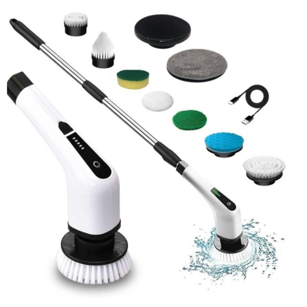 Escova de Limpeza Elétrica 360º Recarregável 9 em 1 - MOP Automático para Pisos e Superfícies