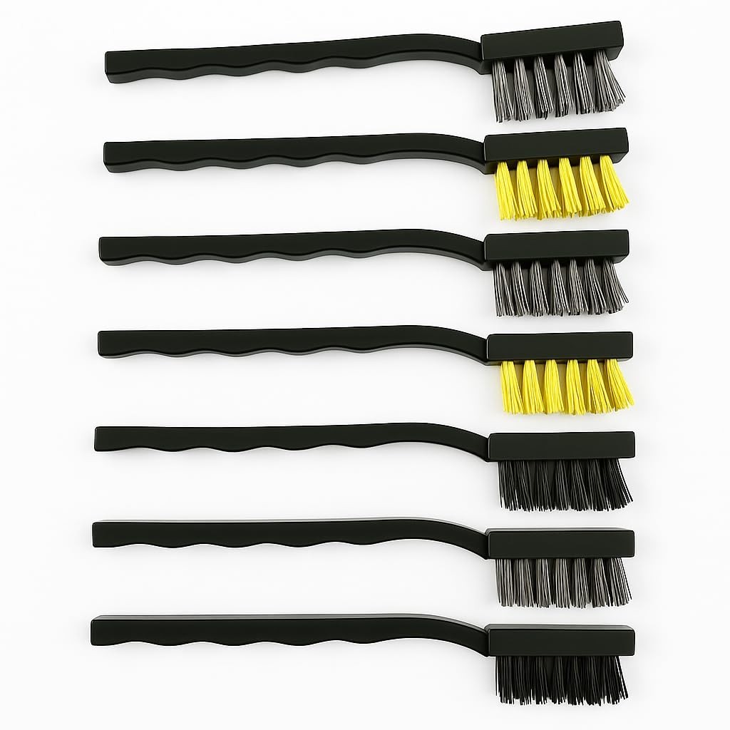 Kit com 6 Escovas de Limpeza Multiúso - Cerdas em Aço, Nylon e Latão | Cabo Ergonômico