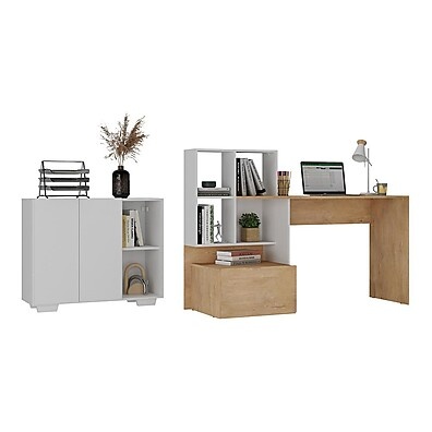 Escritório Completo MP7009: Mesa e Balcão Multimóveis