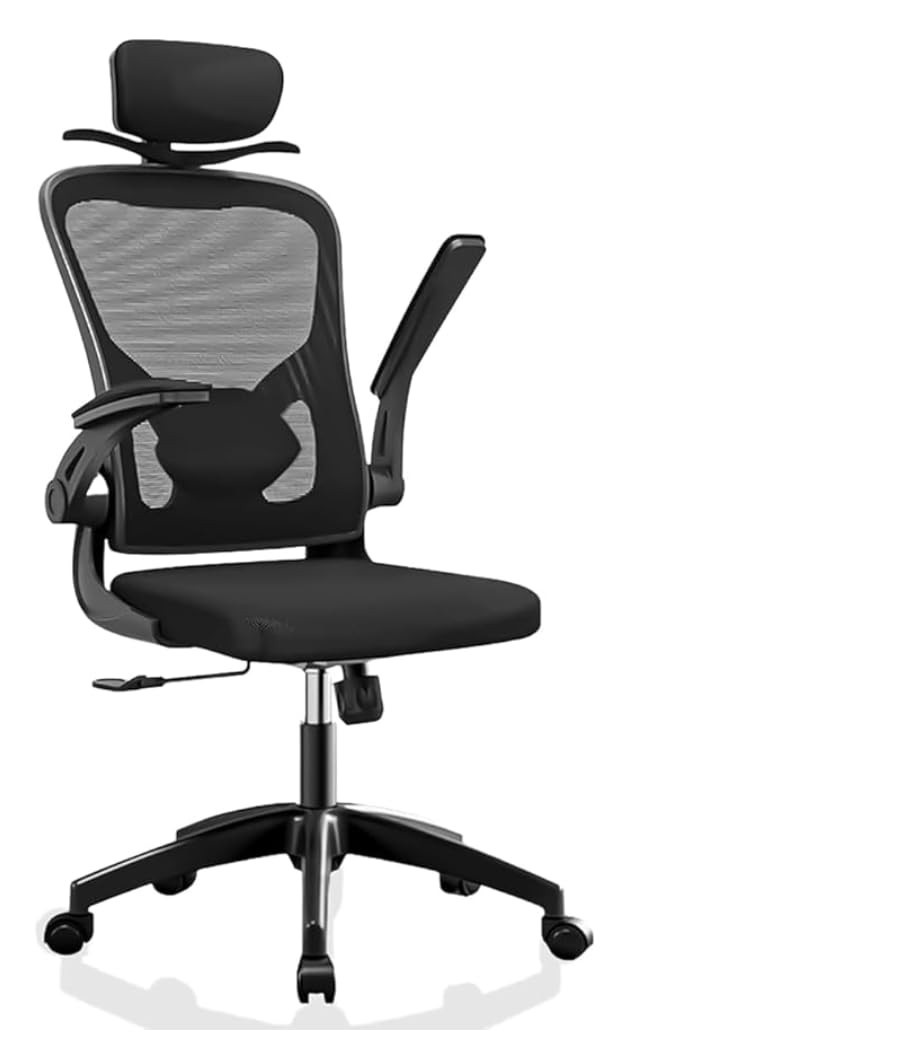 Cadeira de Escritório Ergonômica com Encosto Mesh Respirável, Ajuste de Altura e Inclinação, Suporte Lombar e Rodízios Silenciosos