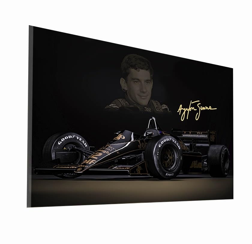 Quadro Ayrton Senna Lotus em Tecido Canvas 90x60 cm - Decoração Inspiradora para Sala e Escritório